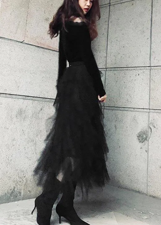Organic Black Tiered Summer Skirts