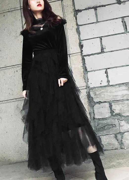 Organic Black Tiered Summer Skirts