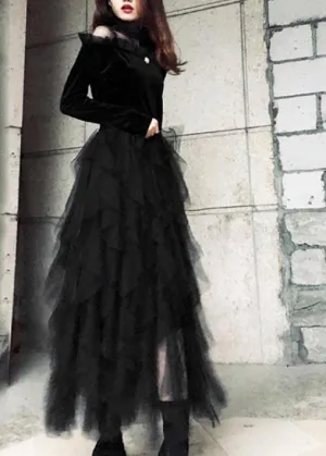 Organic Black Tiered Summer Skirts