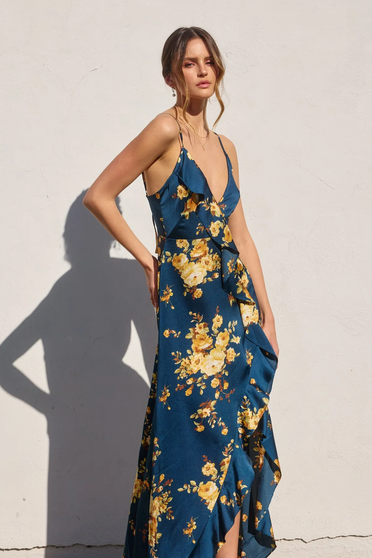 Pamela Asymmetrical Ruffle Maxi Dress