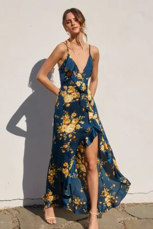 Pamela Asymmetrical Ruffle Maxi Dress