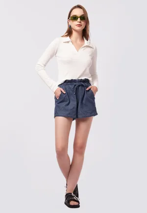 Paperbag Denim Short Pants