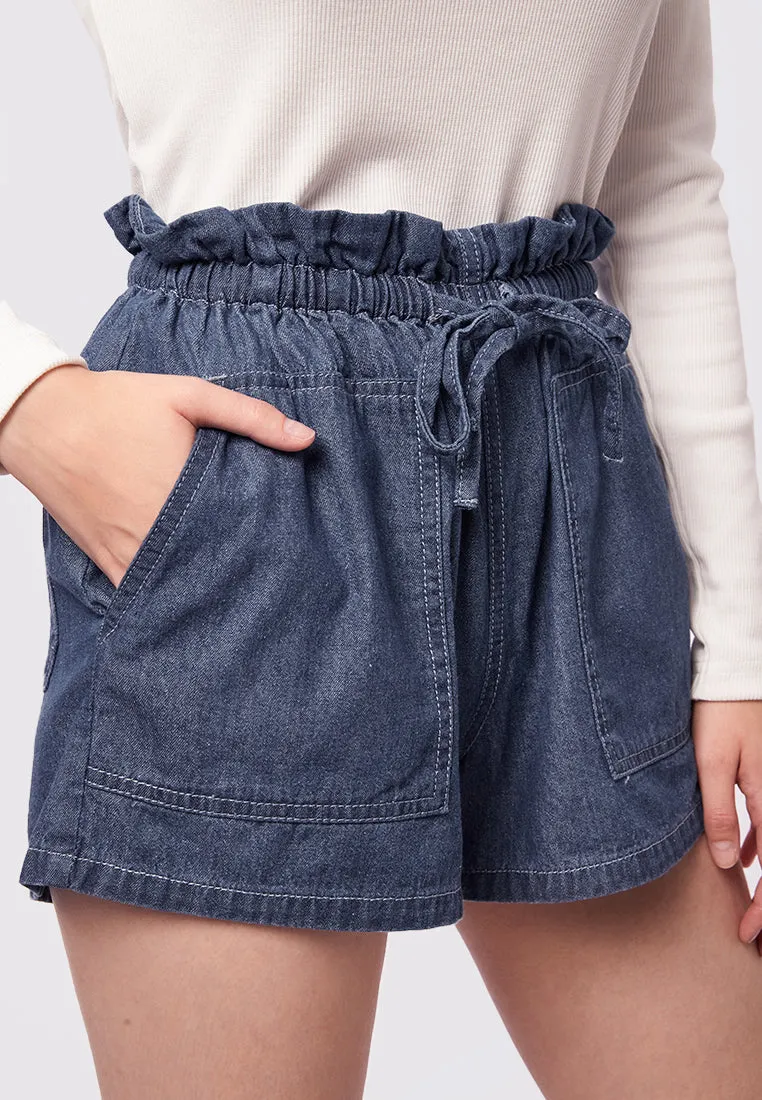 Paperbag Denim Short Pants