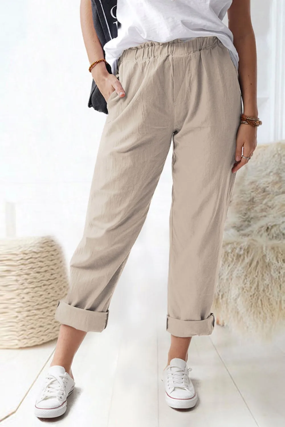 Paperbag Waist Pull-On Pants