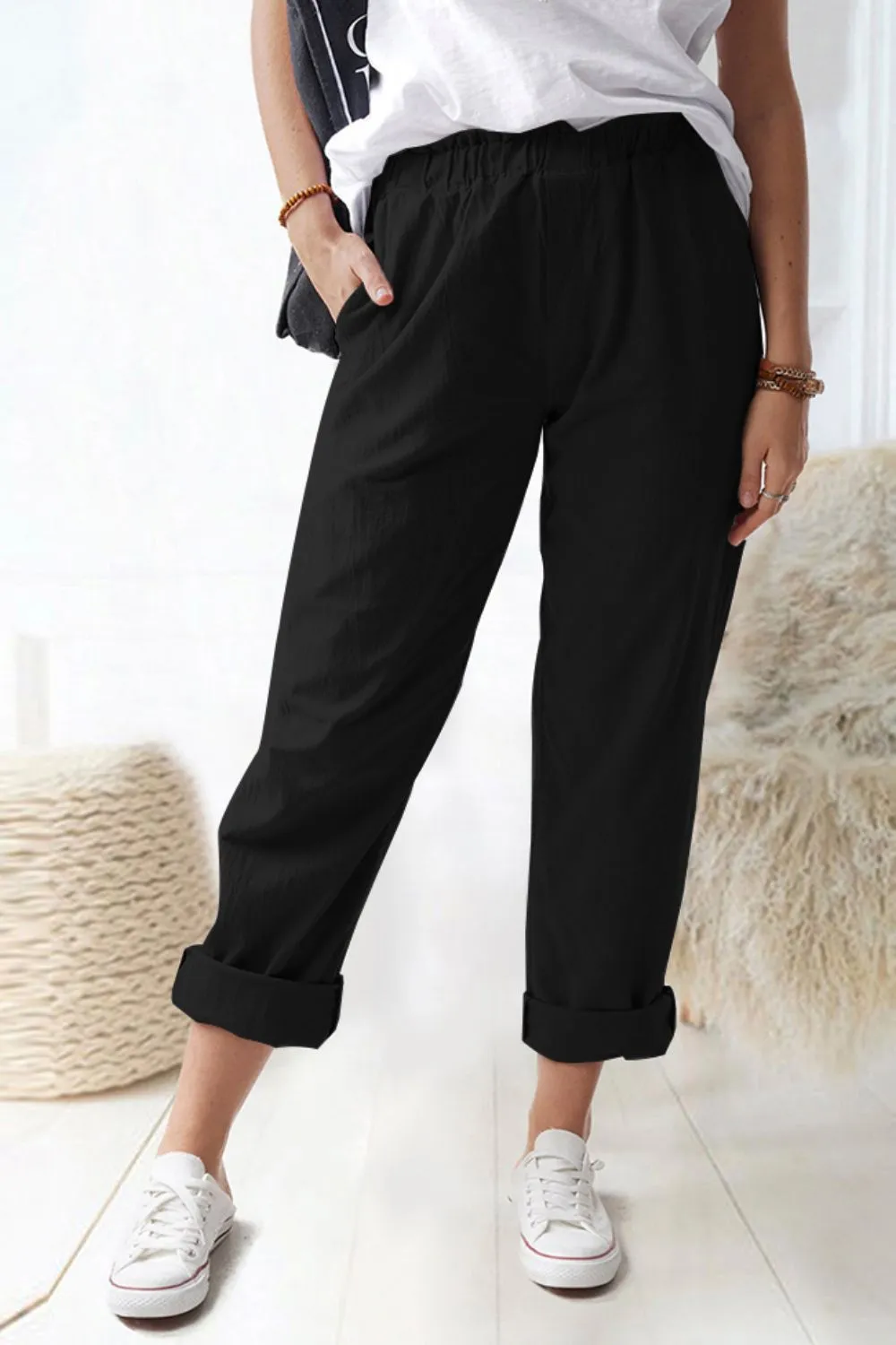 Paperbag Waist Pull-On Pants