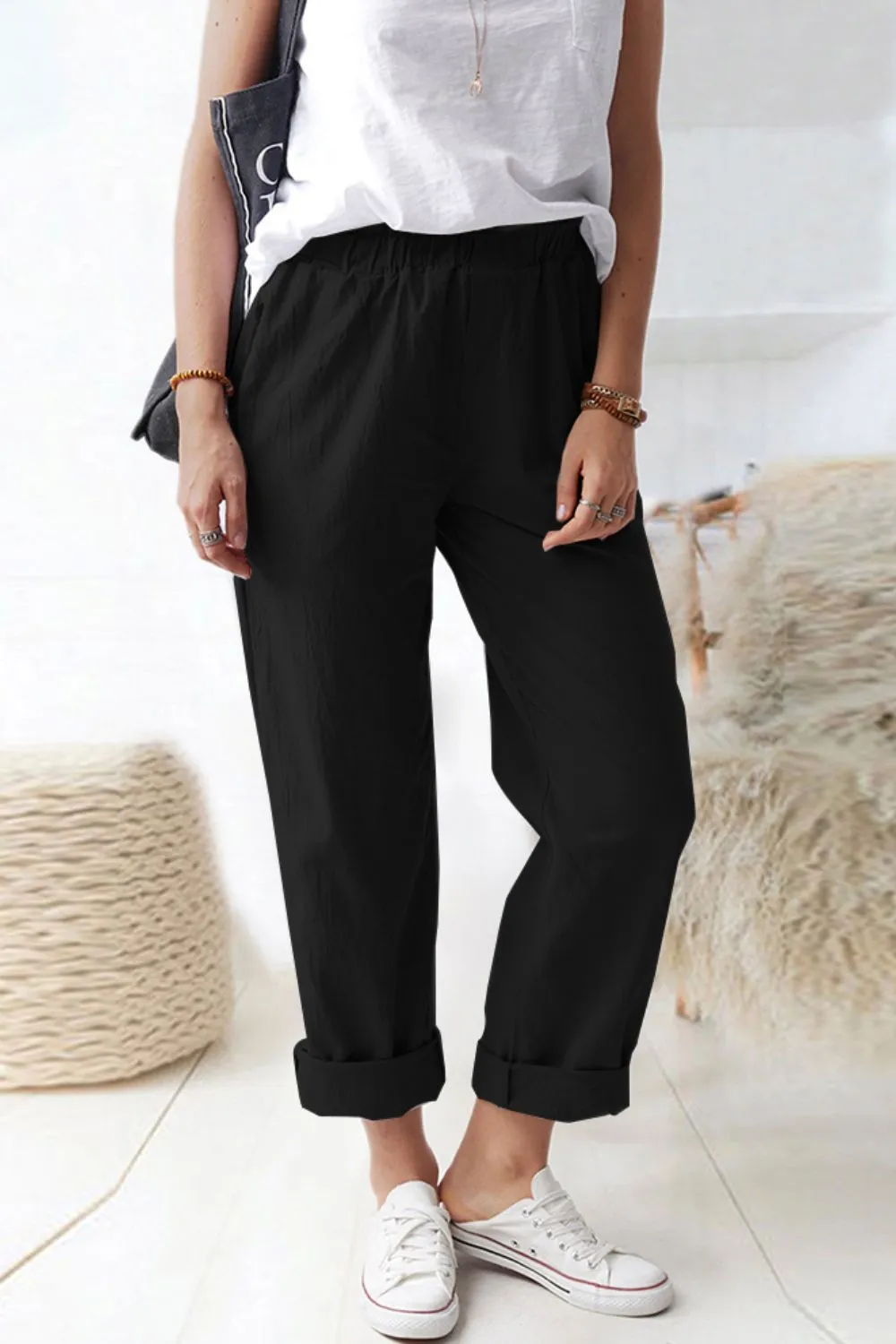 Paperbag Waist Pull-On Pants