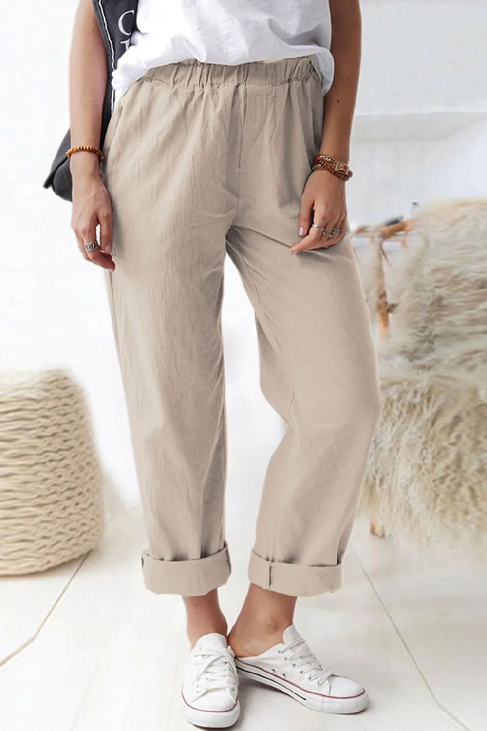 Paperbag Waist Pull-On Pants