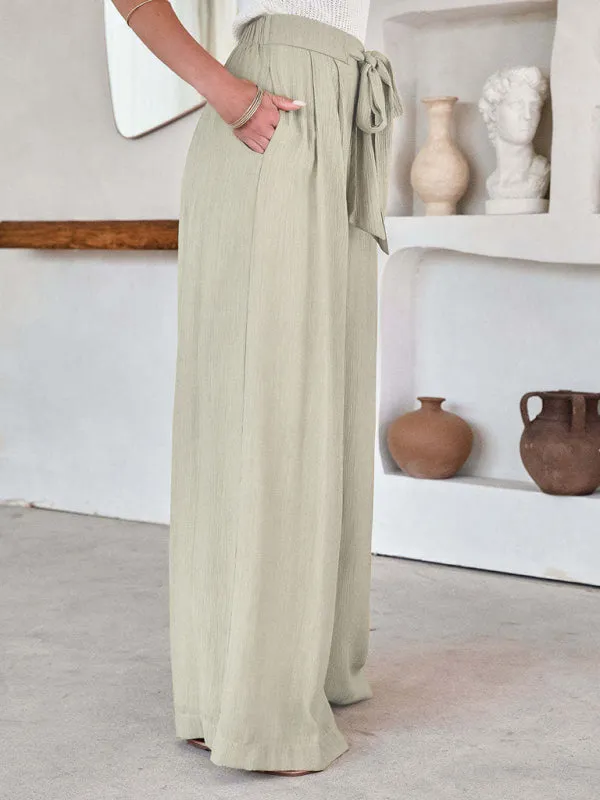 Paperbag-Waist Wide-Leg Pants
