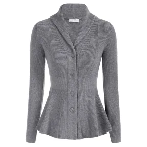 Peplum Hem Button-Up Cardigan