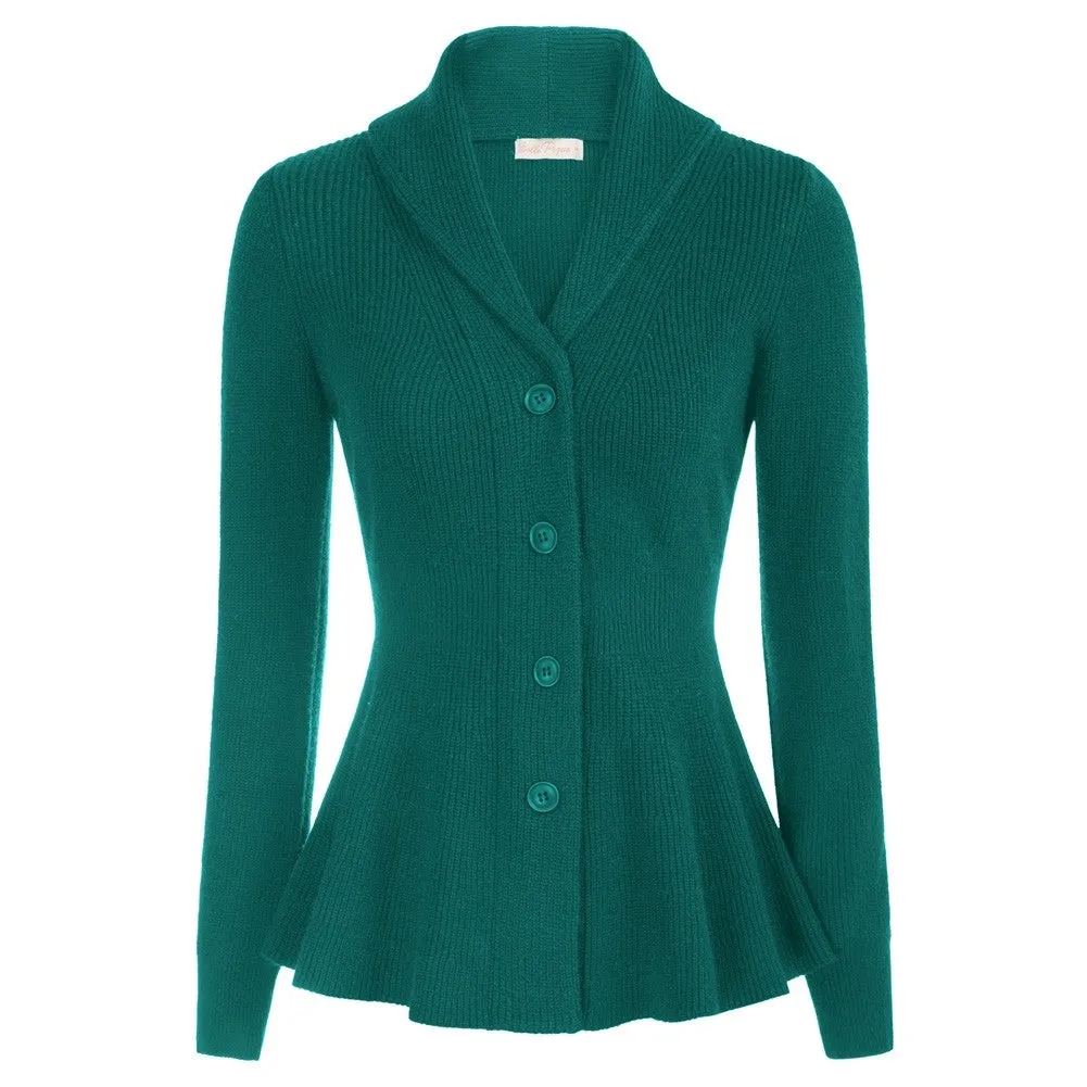 Peplum Hem Button-Up Cardigan