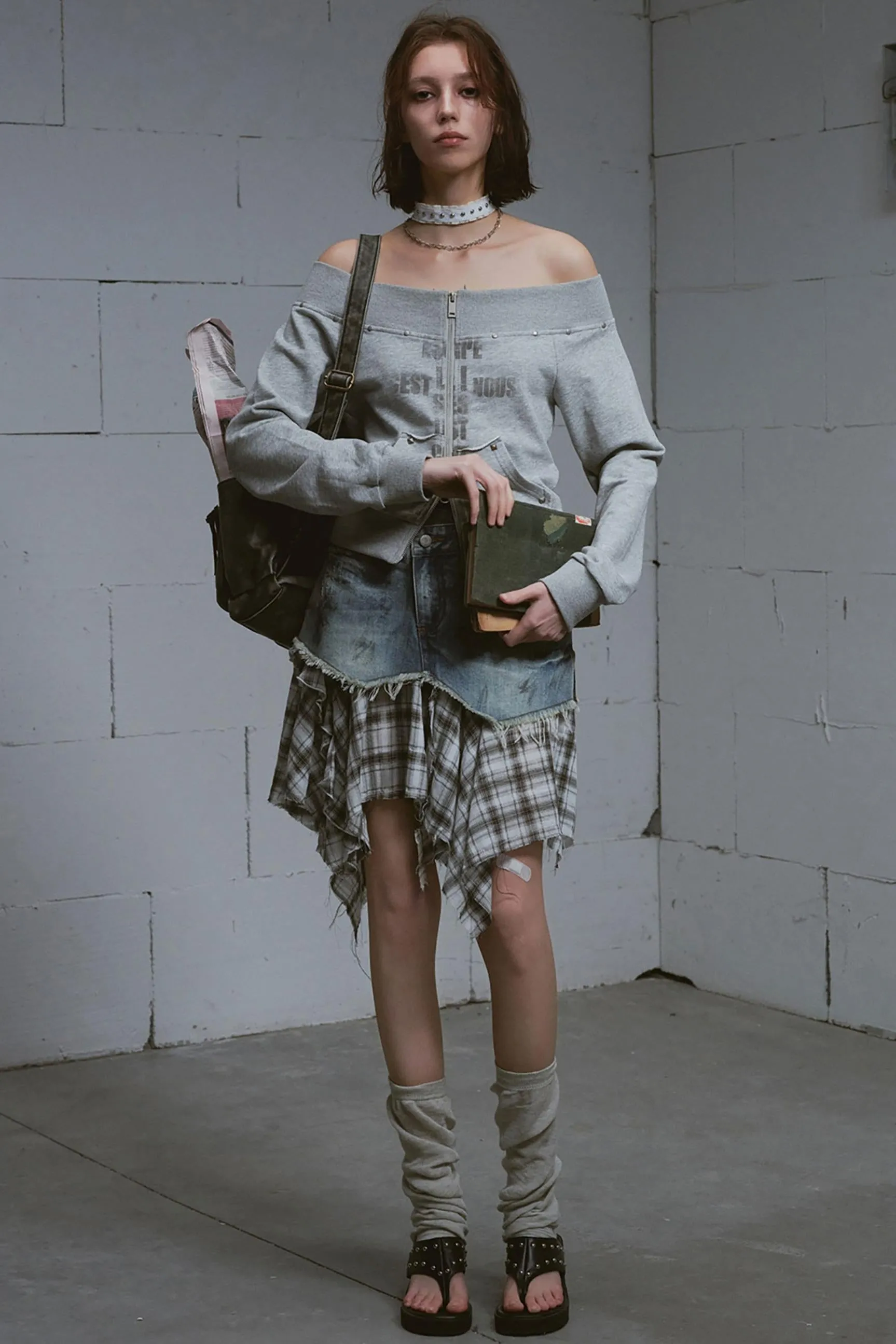 Peplum One-Shoulder Sweatshirt