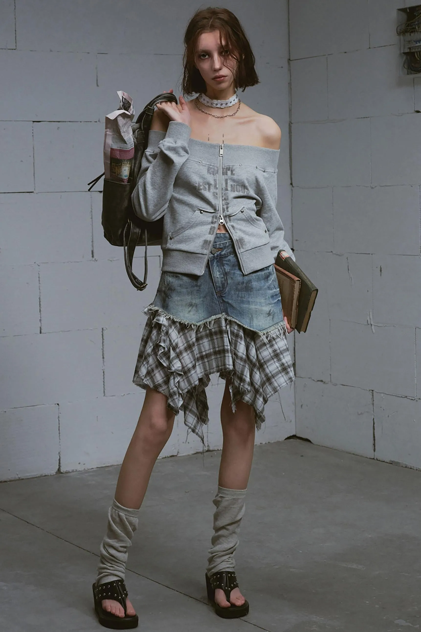 Peplum One-Shoulder Sweatshirt