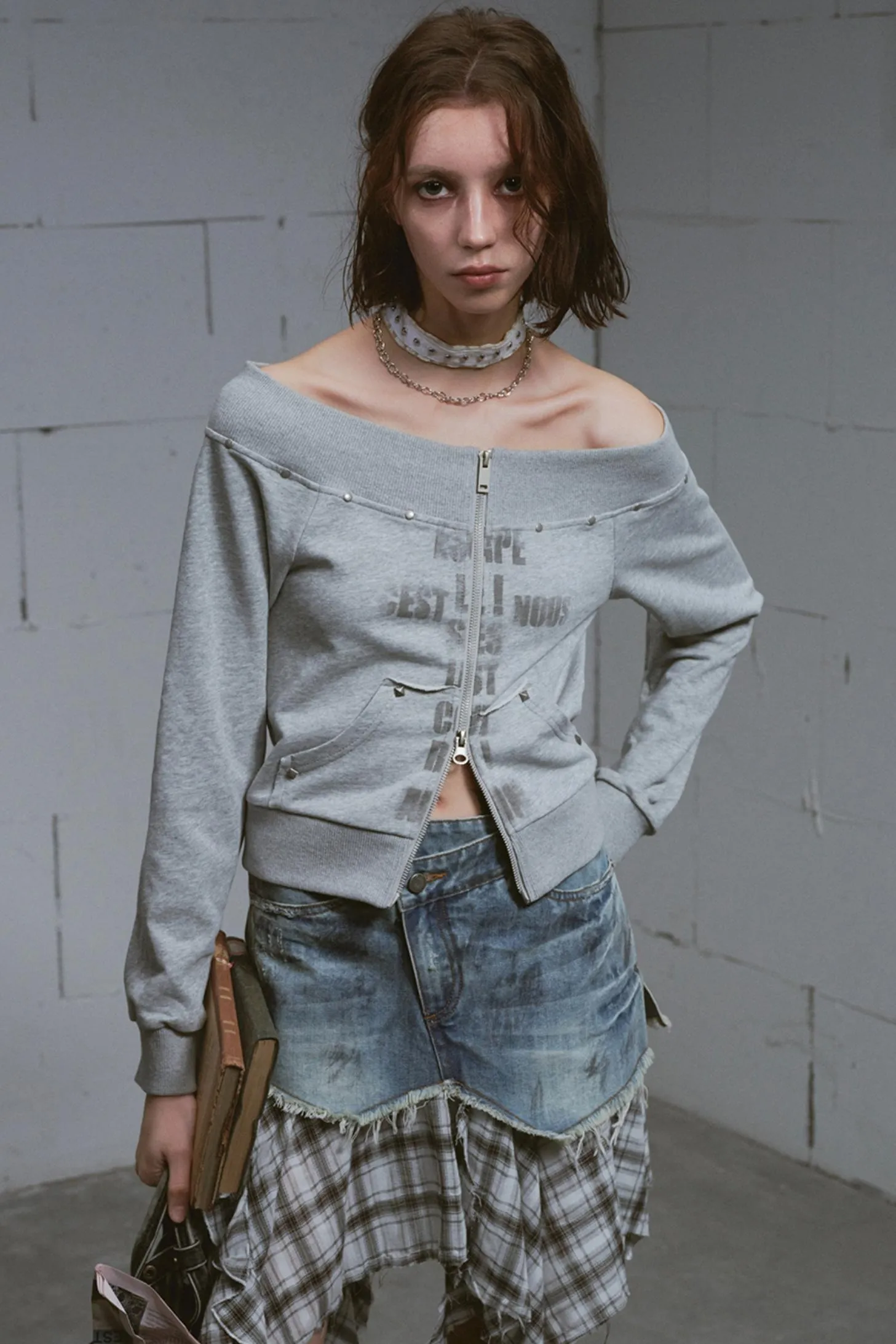 Peplum One-Shoulder Sweatshirt