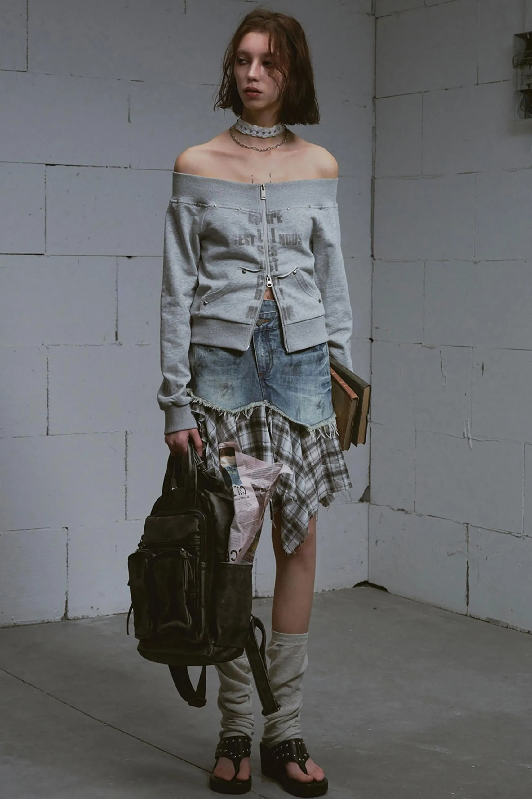 Peplum One-Shoulder Sweatshirt