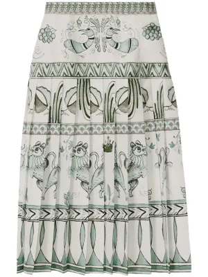 PICTA PRINT TWILL PLEATED SKIRT