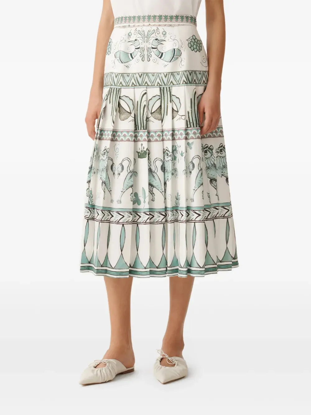 PICTA PRINT TWILL PLEATED SKIRT