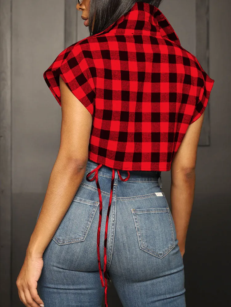 Plaid Asymmetrical Tops
