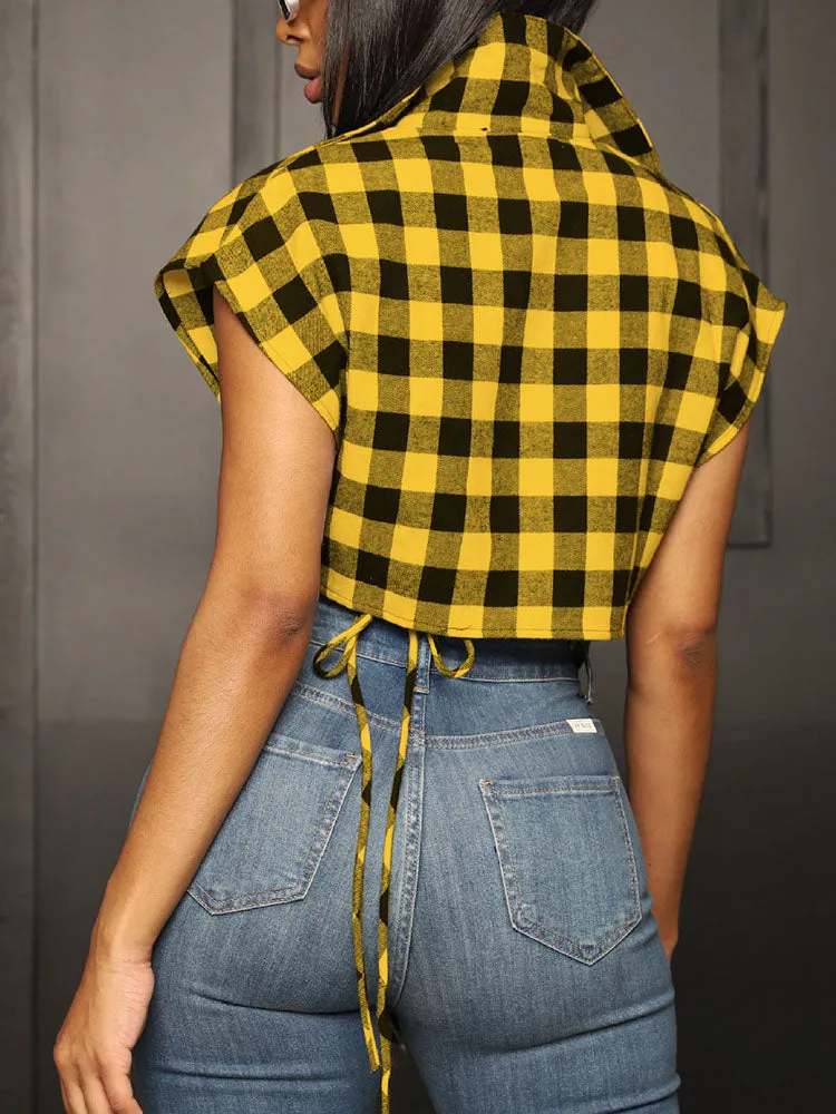 Plaid Asymmetrical Tops