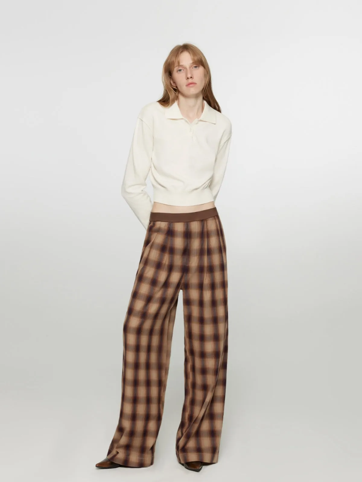 Plaid Wide-Leg Pants