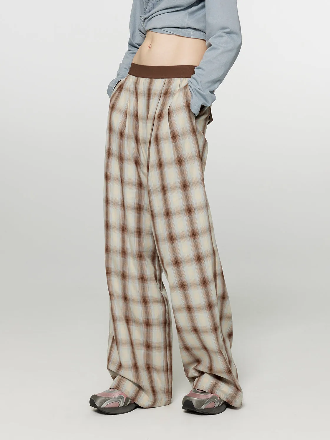 Plaid Wide-Leg Pants