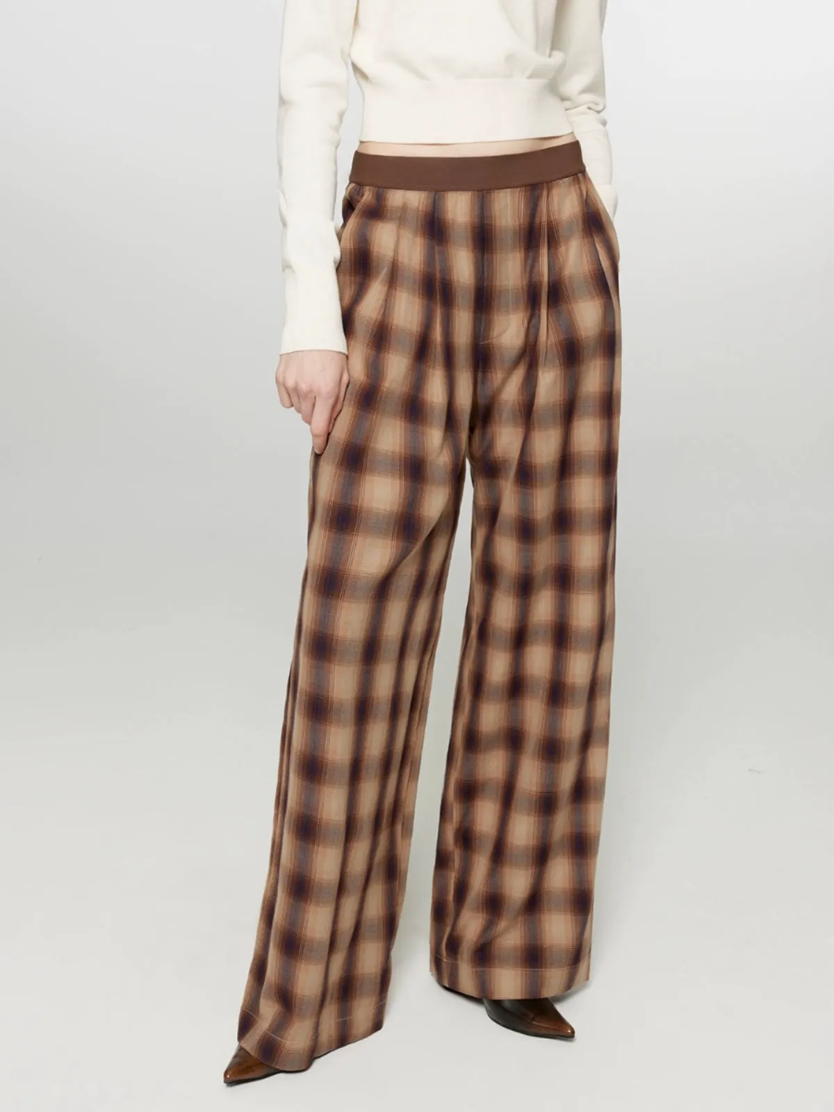 Plaid Wide-Leg Pants