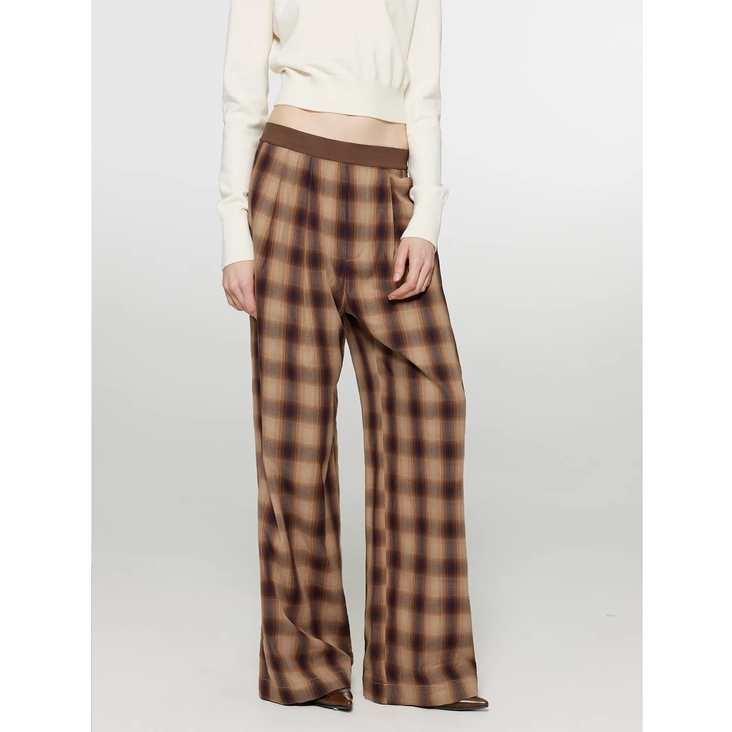Plaid Wide-Leg Pants