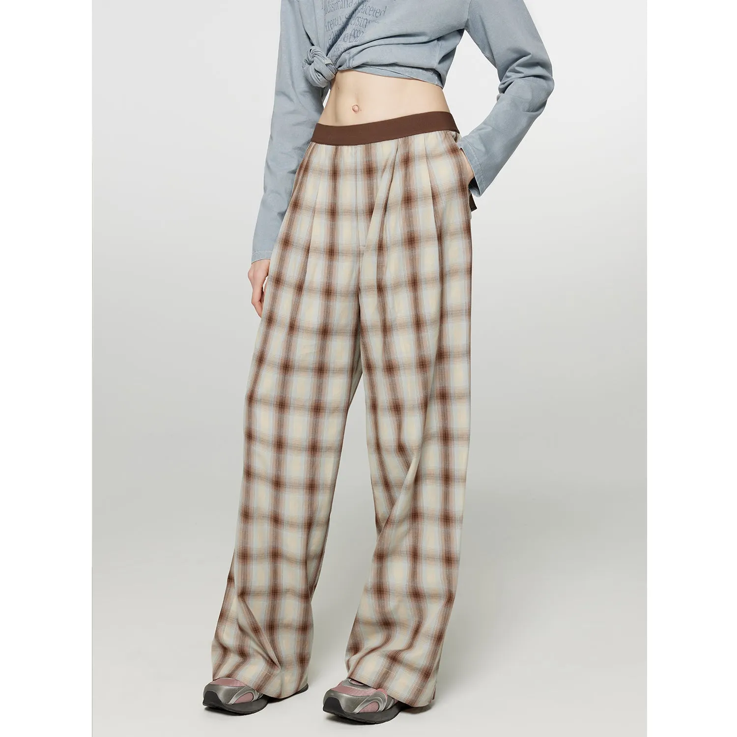 Plaid Wide-Leg Pants