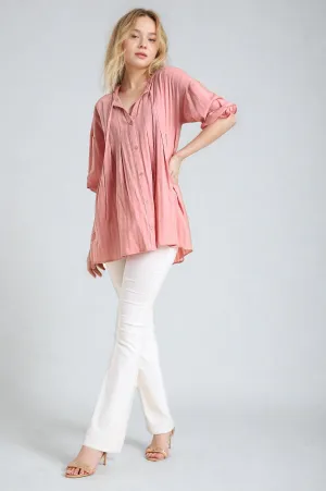 PLEAT PARADE TUNIC TOP IN BLUSH