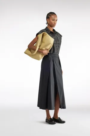 Pleated Front Skirt - Black