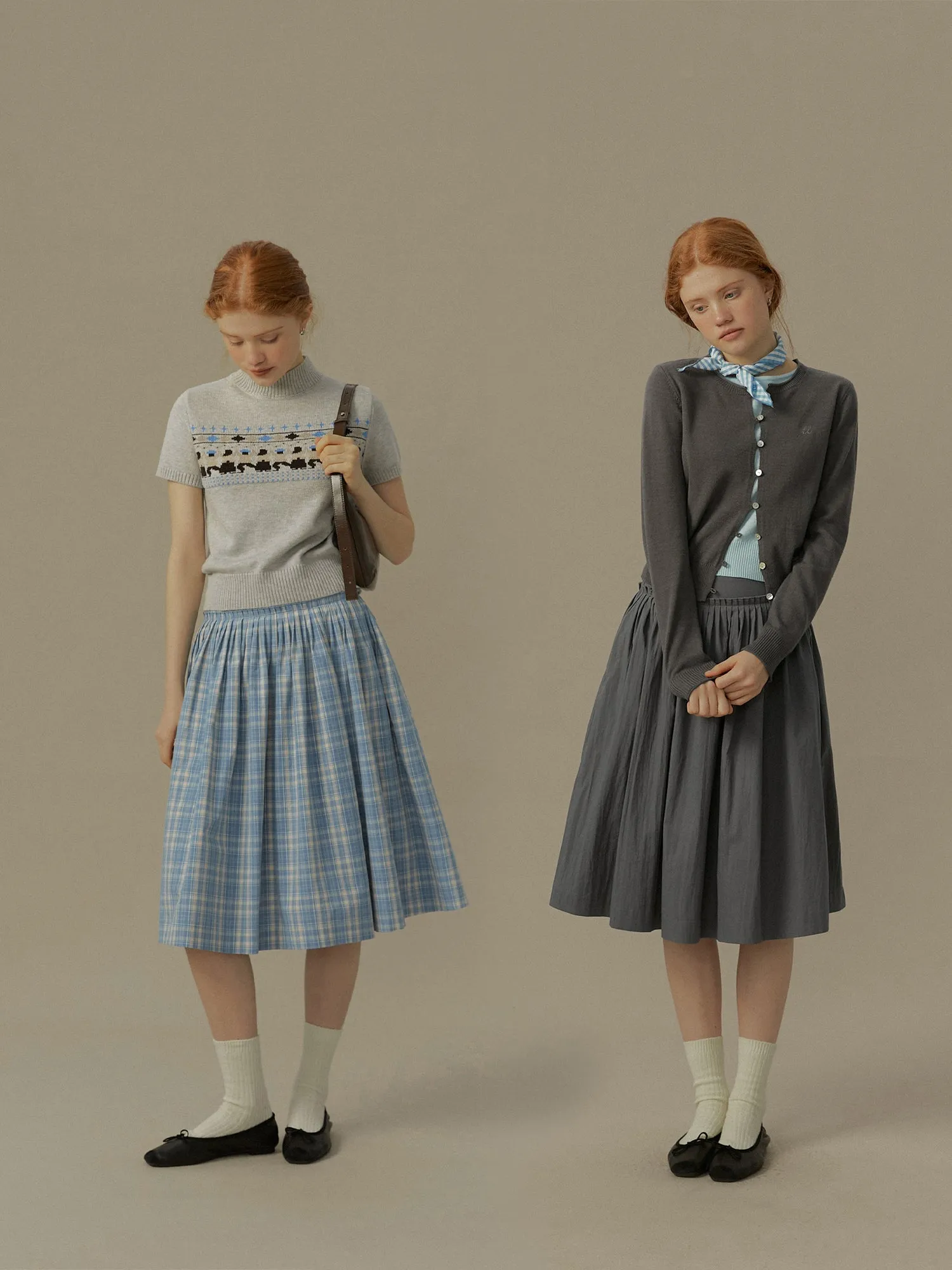 Pleated Midi Skirt