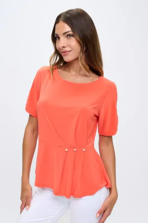 PLEATED PEPLUM FASHION TEE TOP