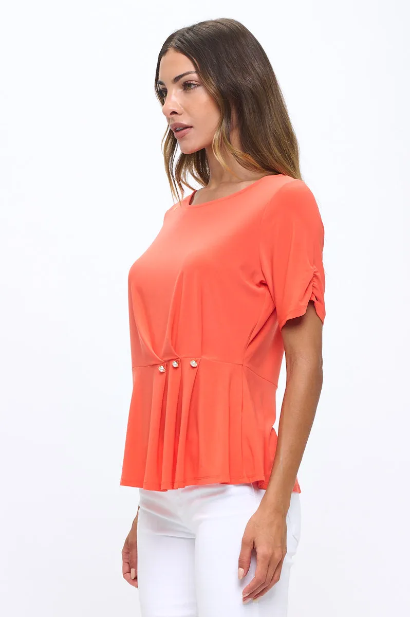 PLEATED PEPLUM FASHION TEE TOP