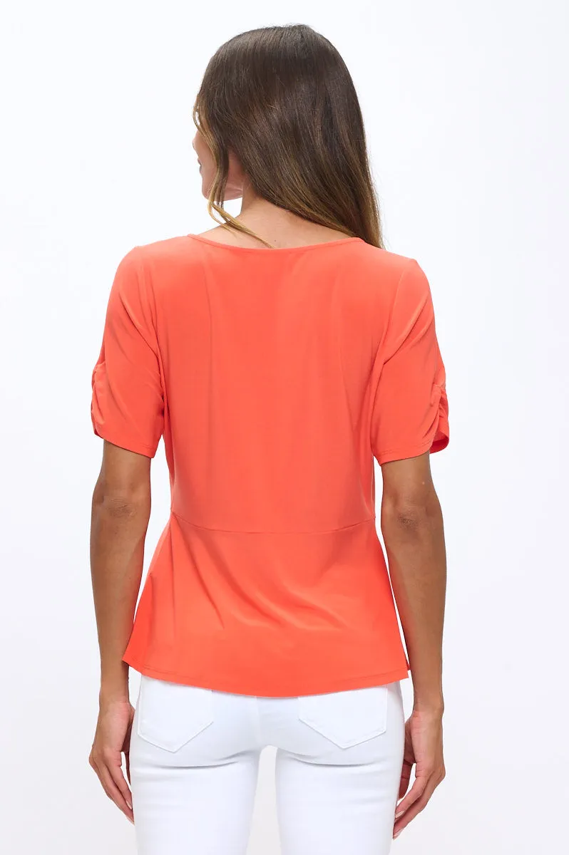 PLEATED PEPLUM FASHION TEE TOP