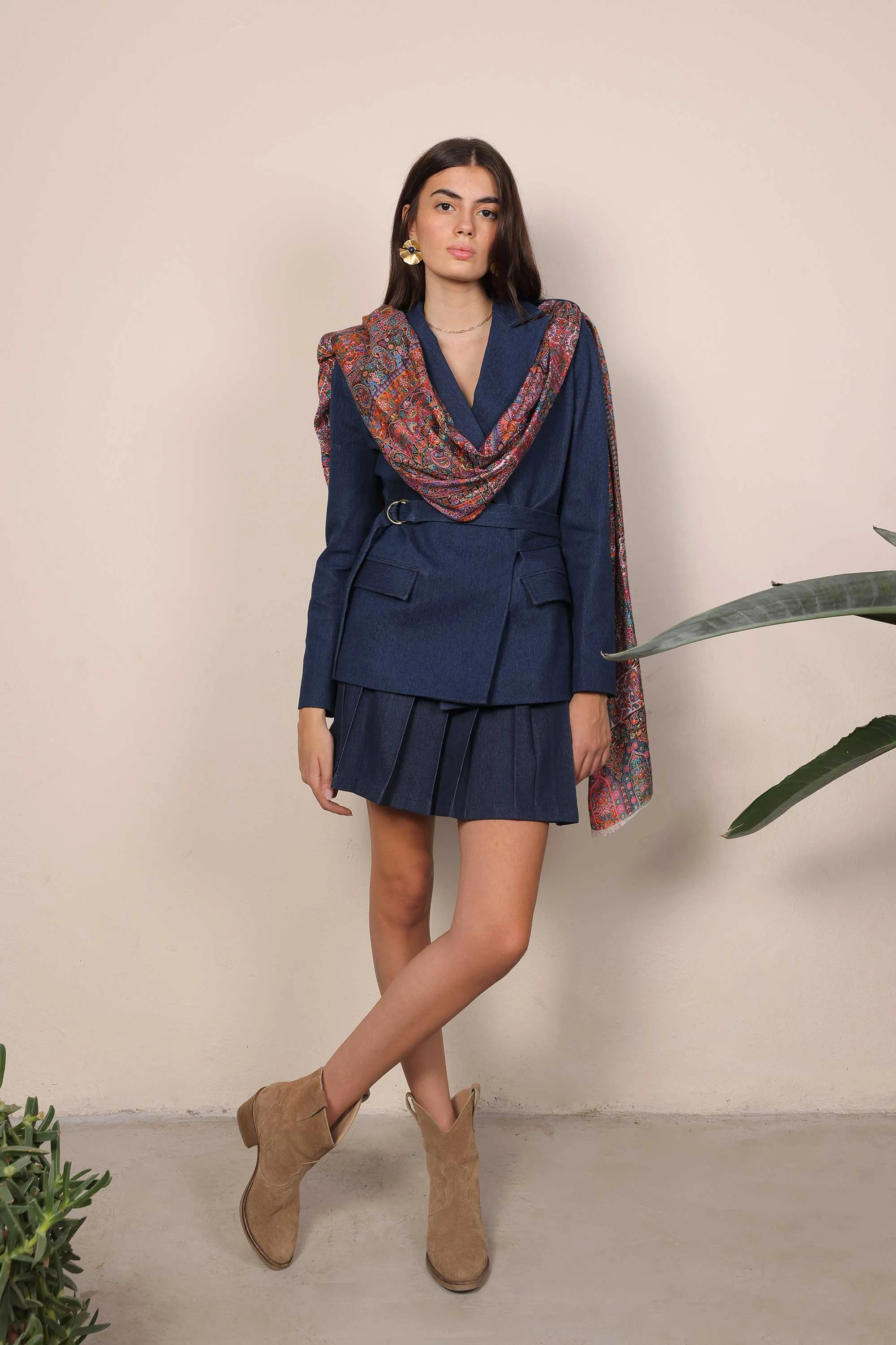 Pleated Skirt - Denim