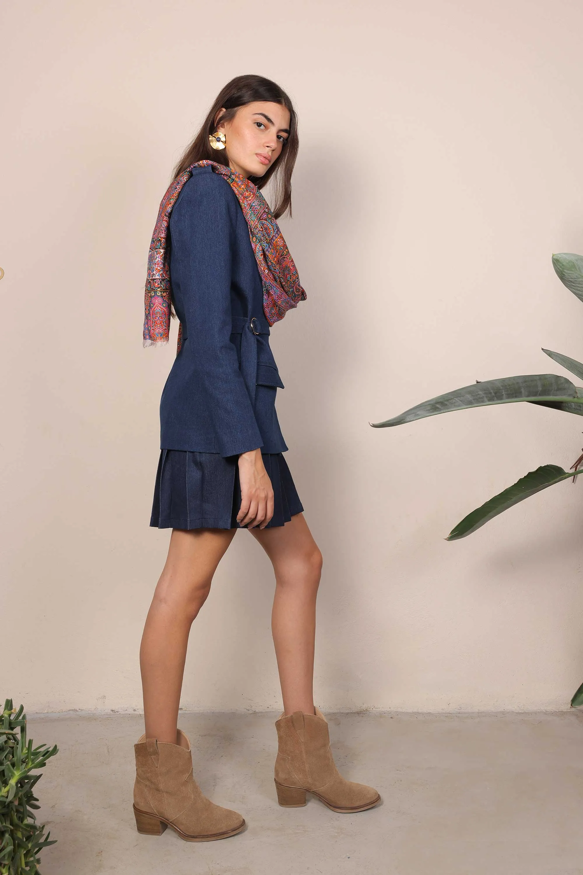 Pleated Skirt - Denim
