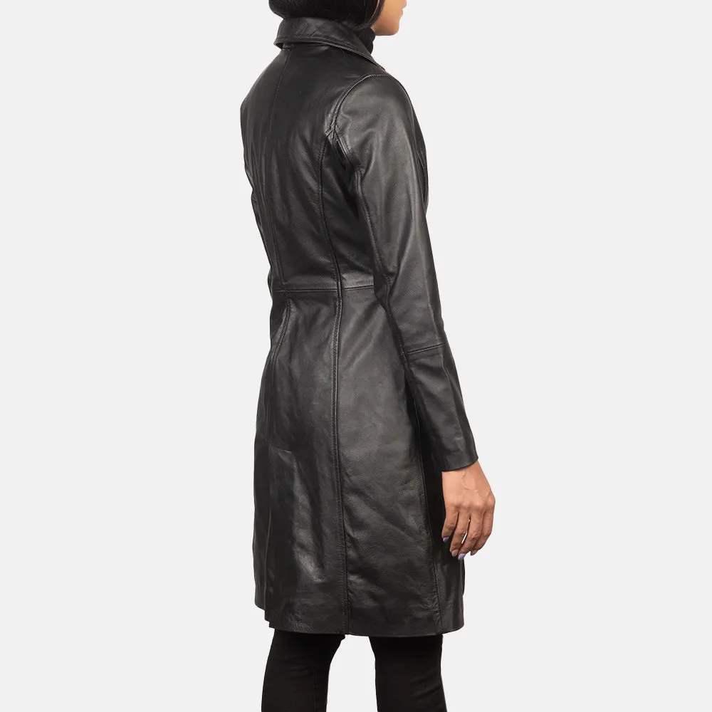 Plucky Single Breasted Leather Coat