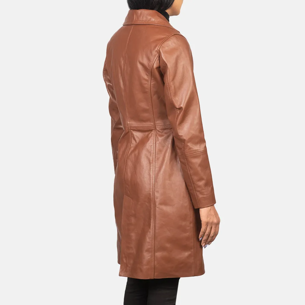 Plucky Single Breasted Leather Coat