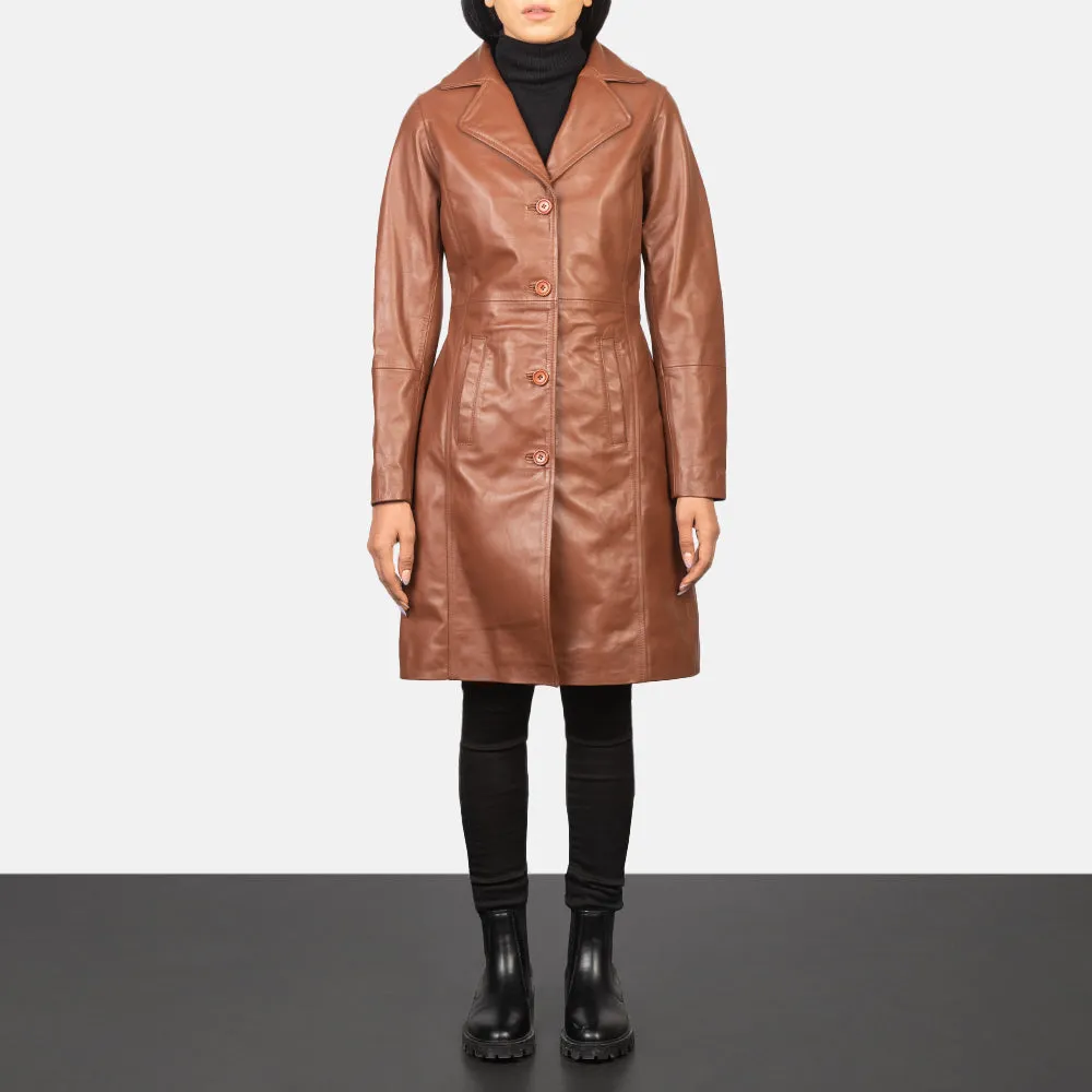Plucky Single Breasted Leather Coat