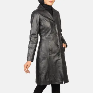 Plucky Single Breasted Leather Coat