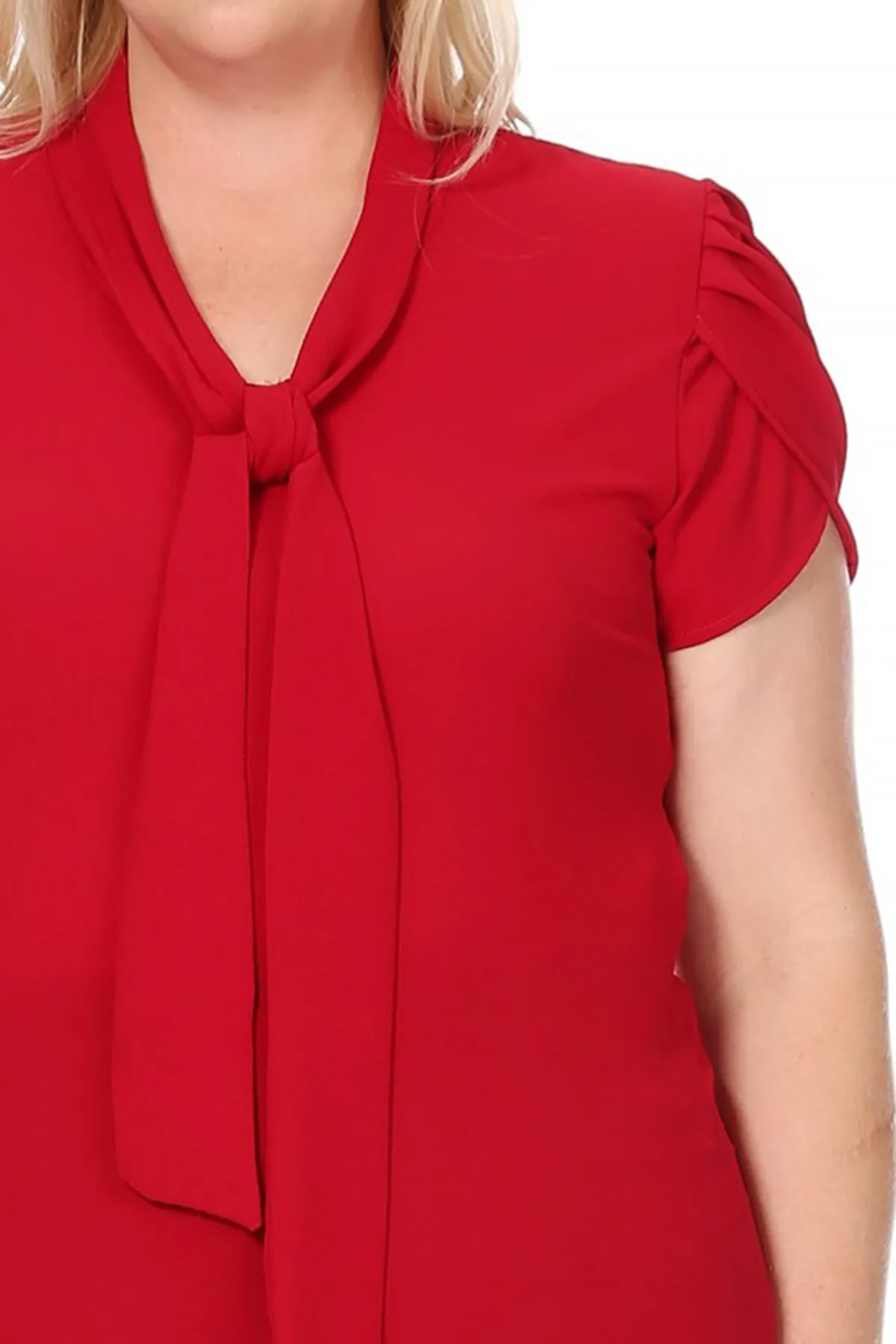 Plus Size Casual Solid Petal Sleeve Bow Tie Neck B2040 $11Each