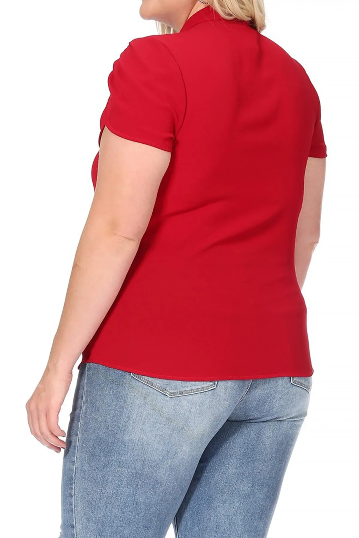 Plus Size Casual Solid Petal Sleeve Bow Tie Neck B2040 $11Each