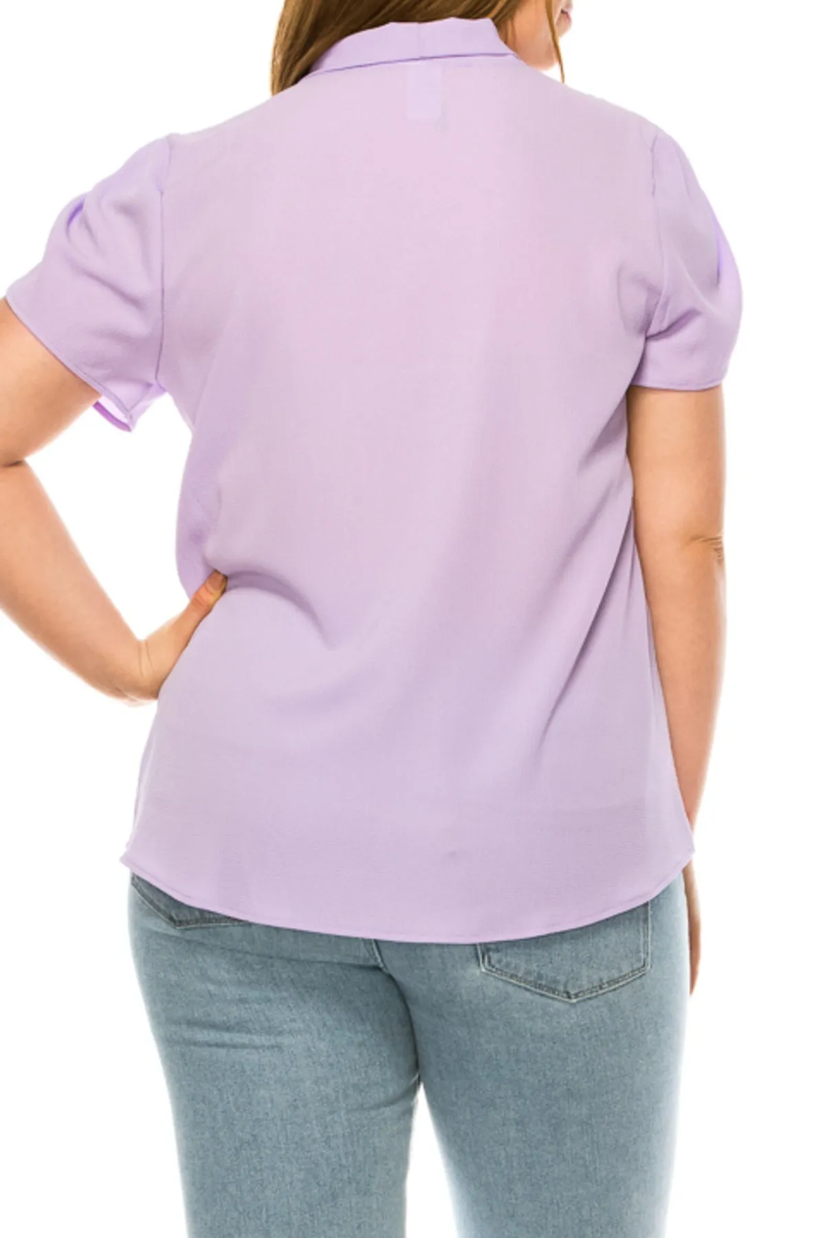 Plus Size Casual Solid Petal Sleeve Bow Tie Neck B2040 $11Each