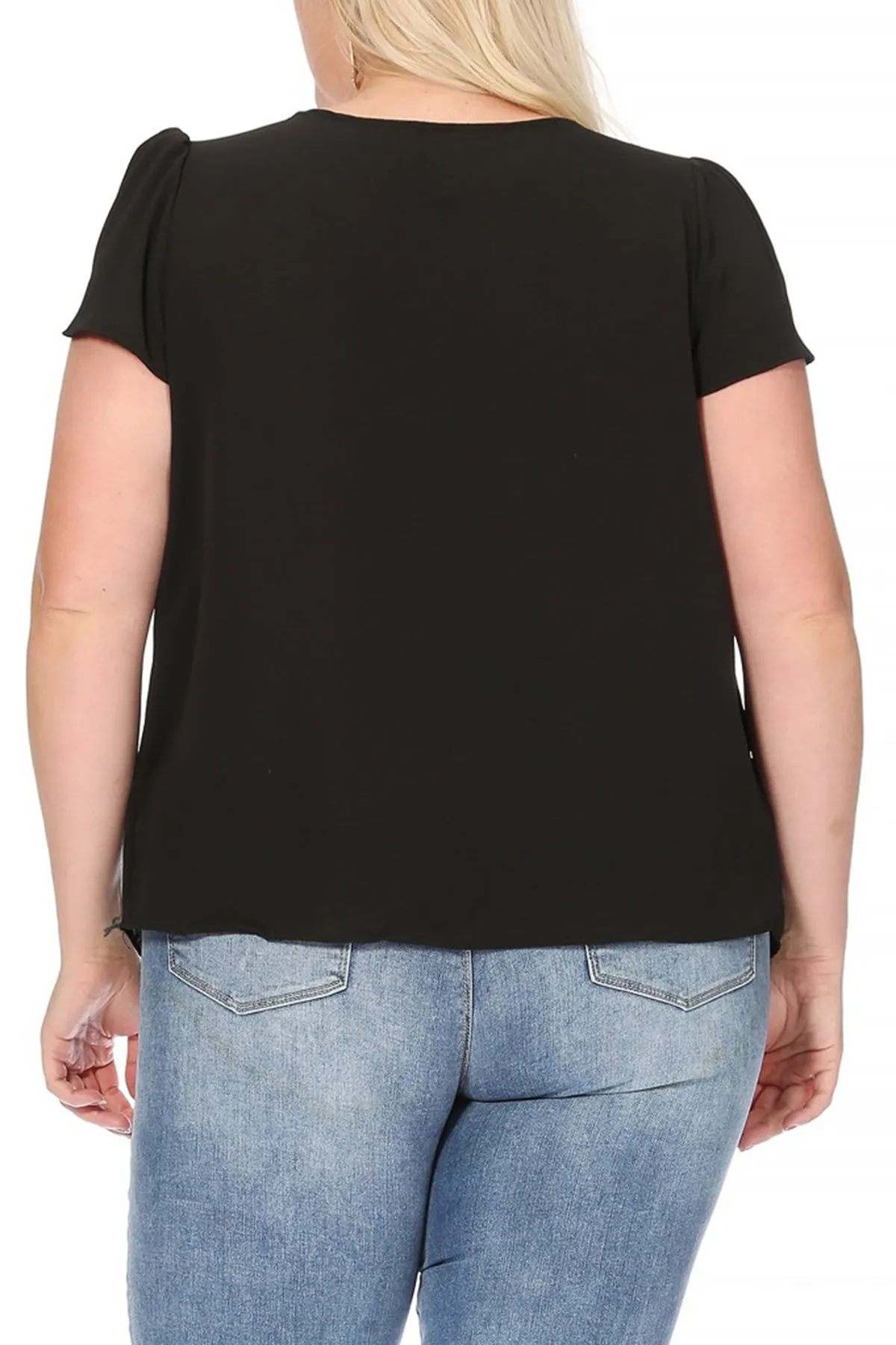 Plus Size Casual Solid Petal Sleeve Bow Tie Neck B2040 $11Each
