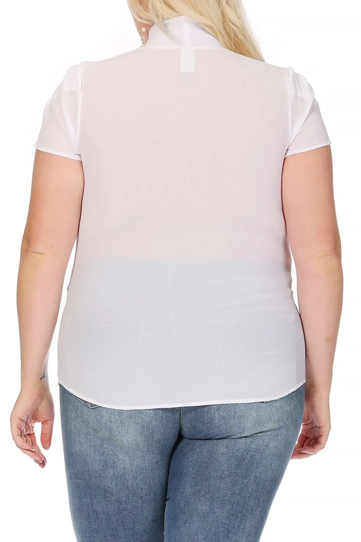 Plus Size Casual Solid Petal Sleeve Bow Tie Neck B2040 $11Each