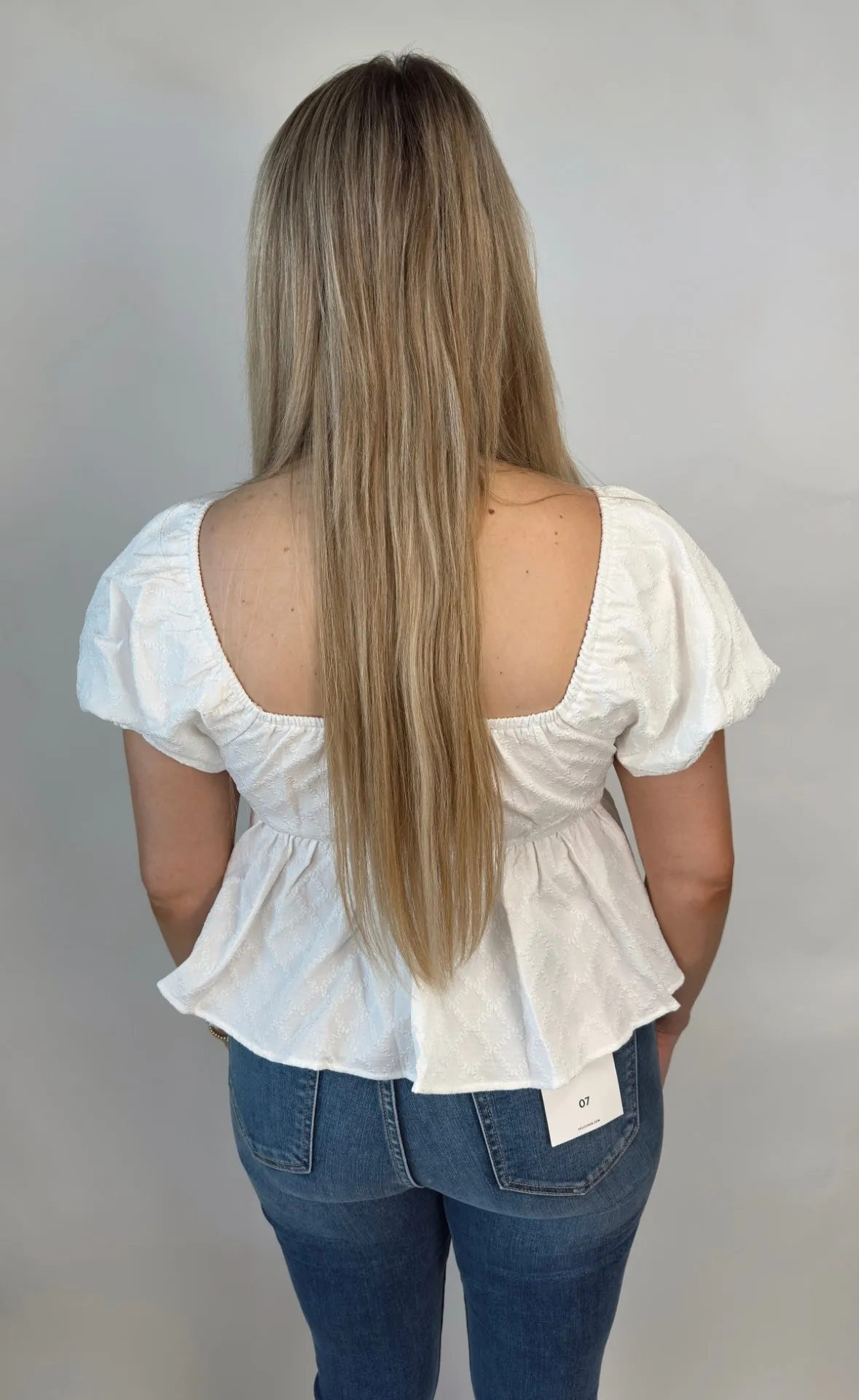Pretty Little Peplum Top - White