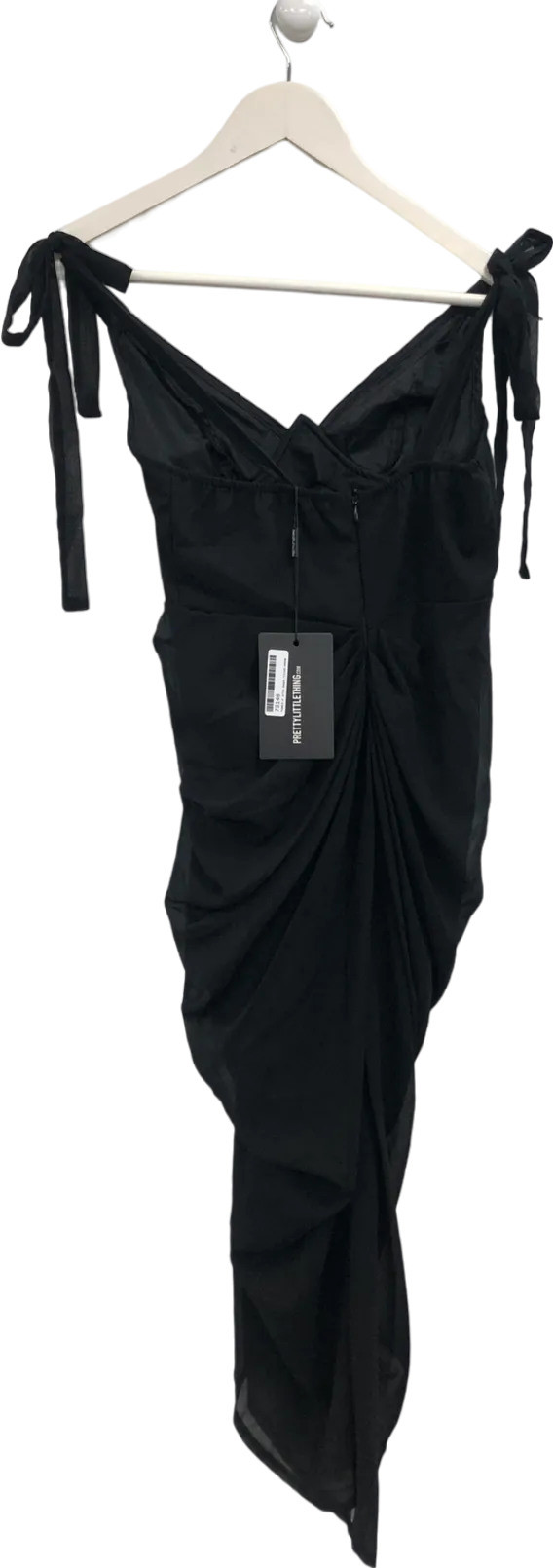 PrettyLittleThing Black Underwire Detail Draped Midi Dress UK 6