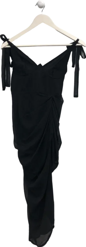 PrettyLittleThing Black Underwire Detail Draped Midi Dress UK 6