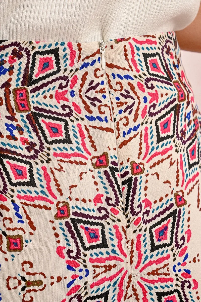 PRINTED PLEATED MINI SKIRT