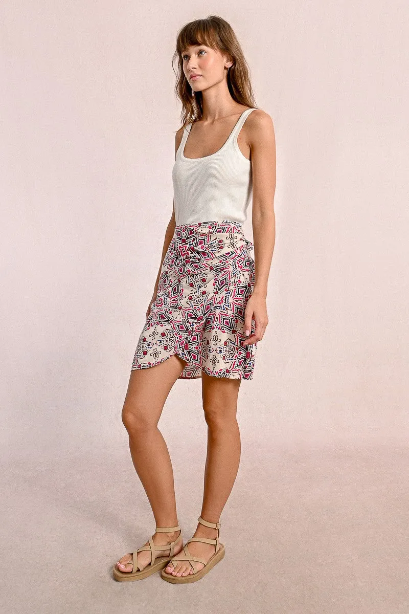 PRINTED PLEATED MINI SKIRT