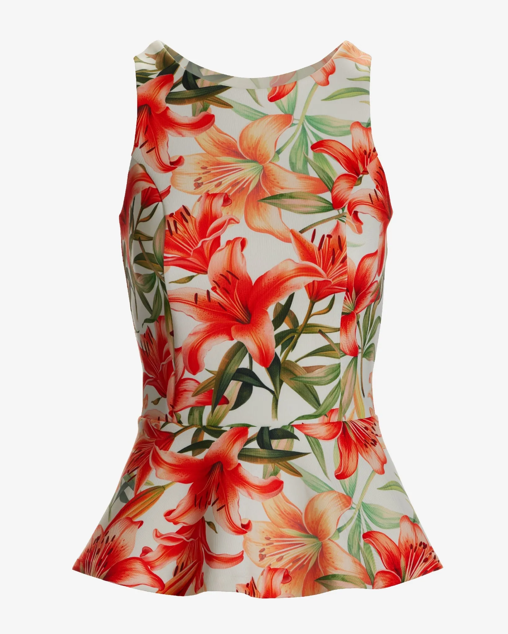 Printed Scuba Peplum Top Lily Amore